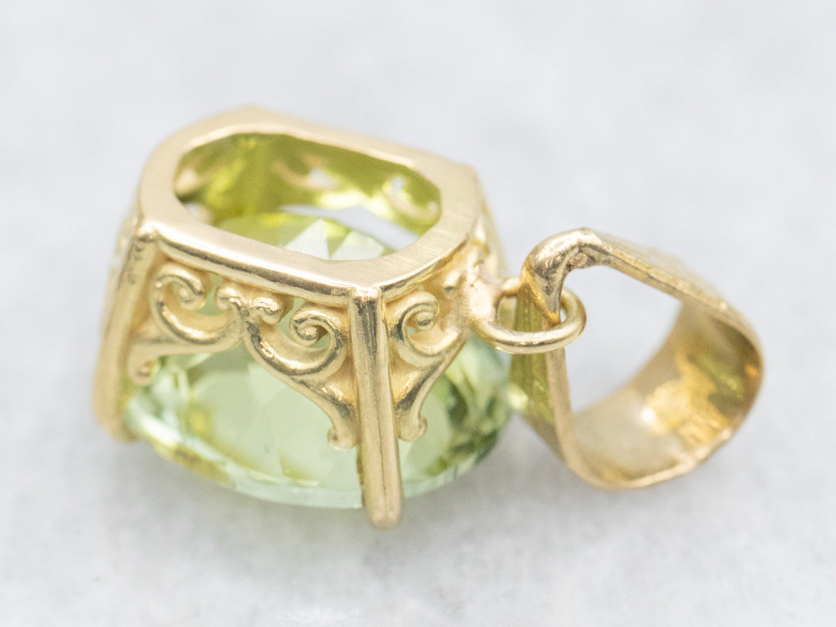 Green Tourmaline Solitaire Pendant