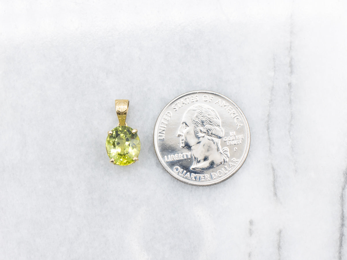 Green Tourmaline Solitaire Pendant