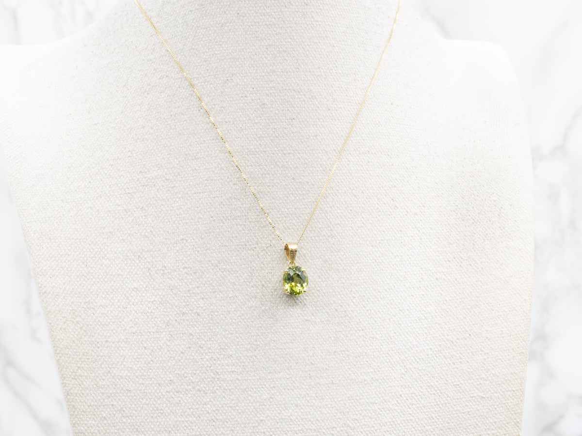 Green Tourmaline Solitaire Pendant