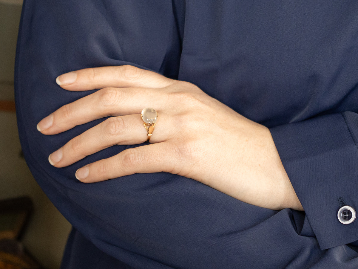 East to West Oval Cut Moonstone Ring