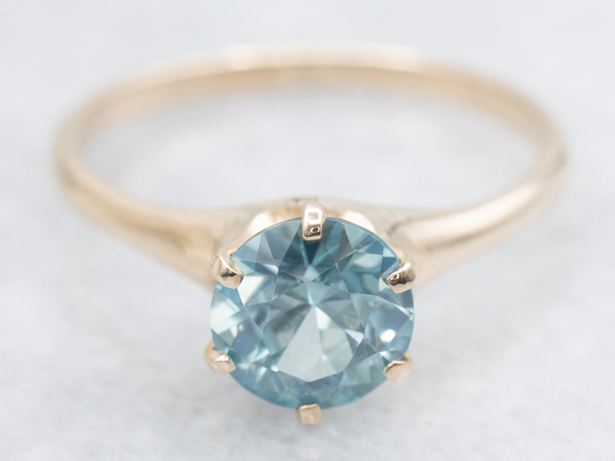 Blue Zircon Solitaire Ring