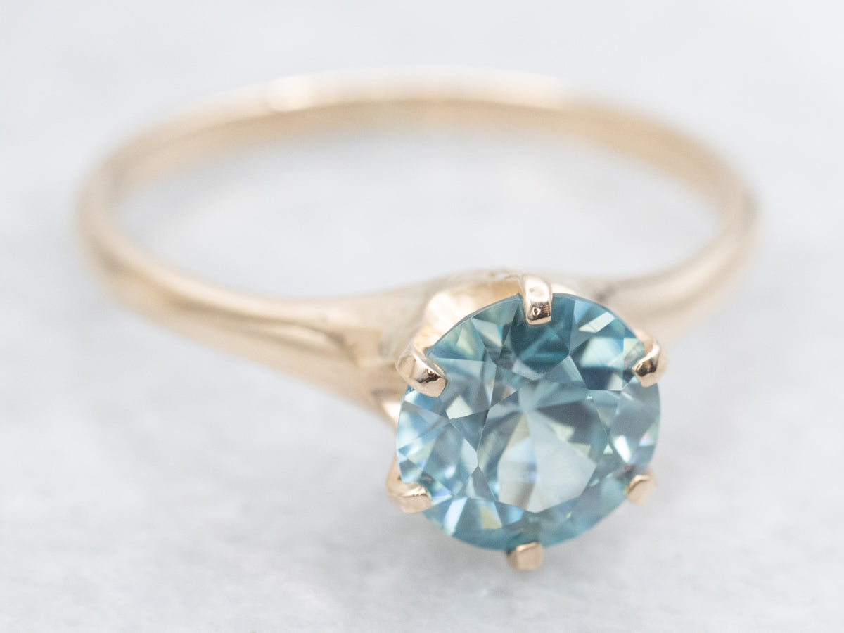 Blue Zircon Solitaire Ring