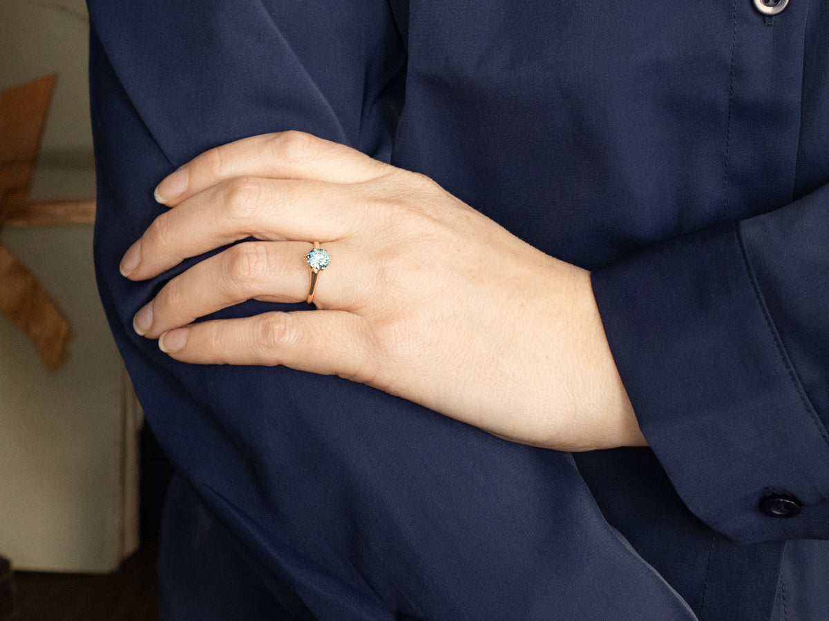 Blue Zircon Solitaire Ring