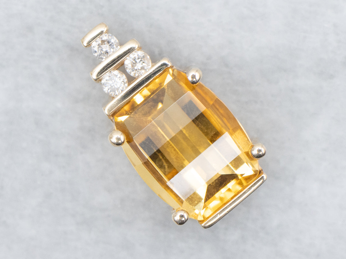 Citrine and Diamond Pendant