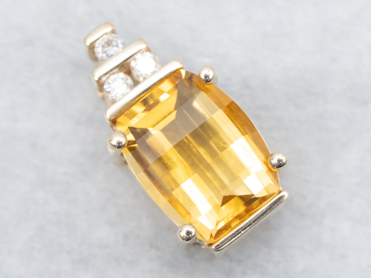 Citrine and Diamond Pendant