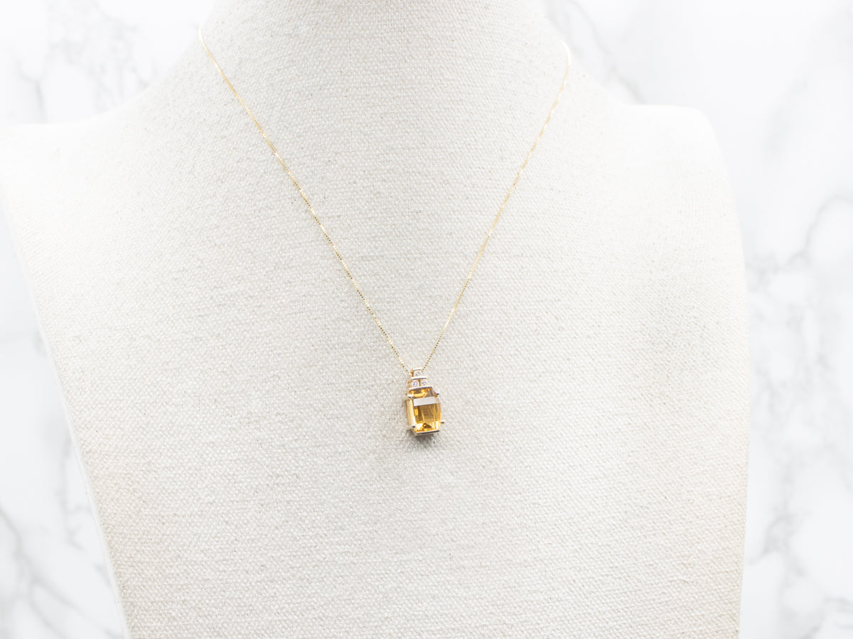 Citrine and Diamond Pendant
