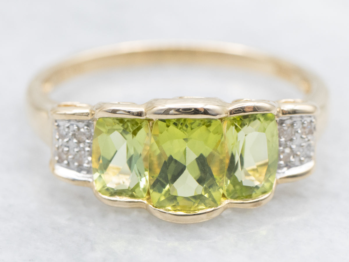 Peridot and Diamond Ring