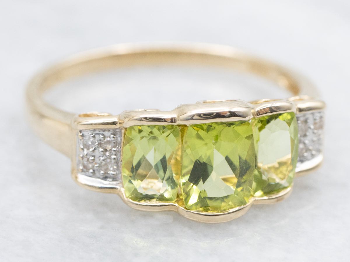 Peridot and Diamond Ring