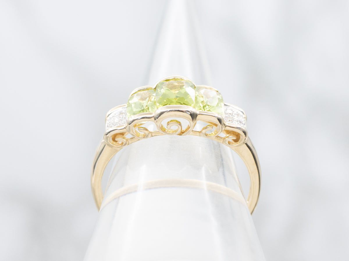 Peridot and Diamond Ring