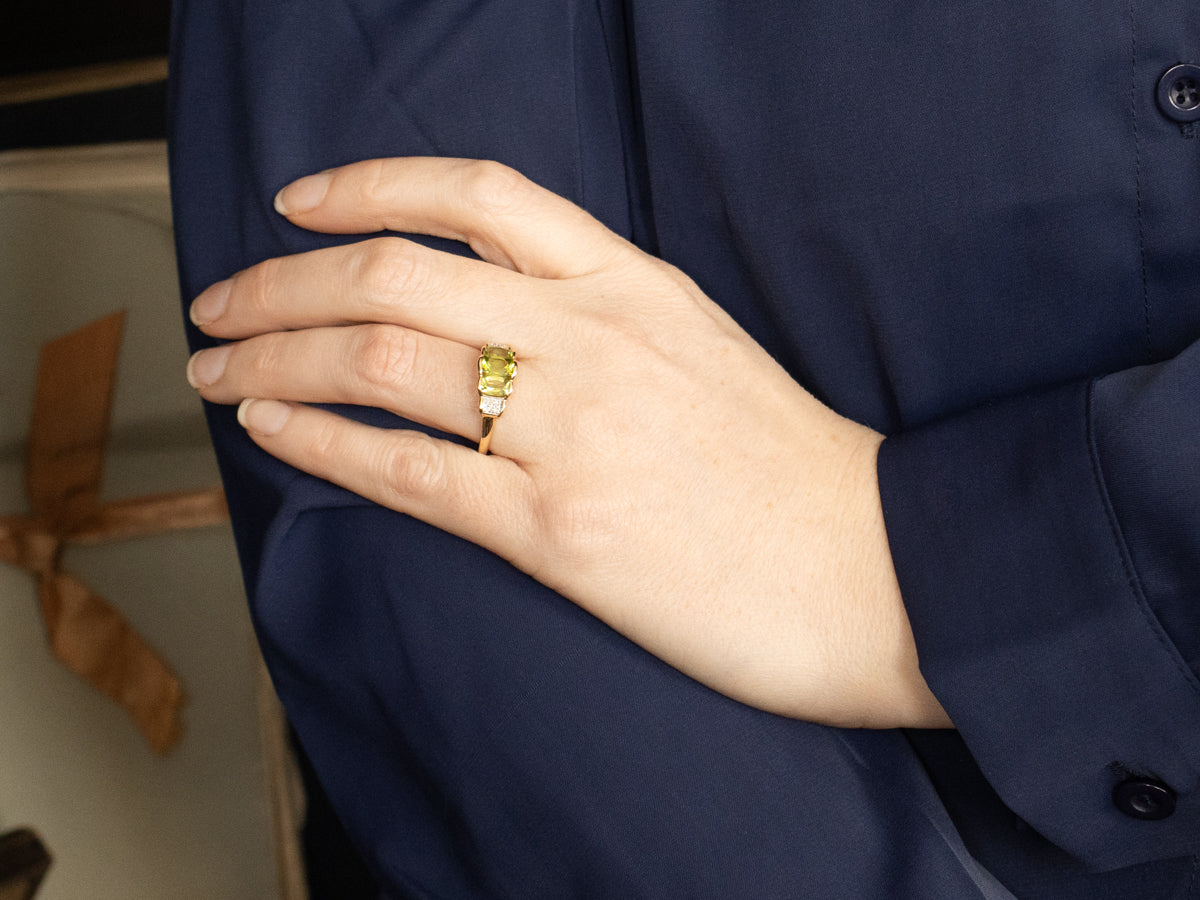 Peridot and Diamond Ring