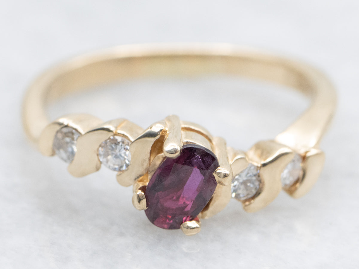 Ruby and Diamond Bypass Ring