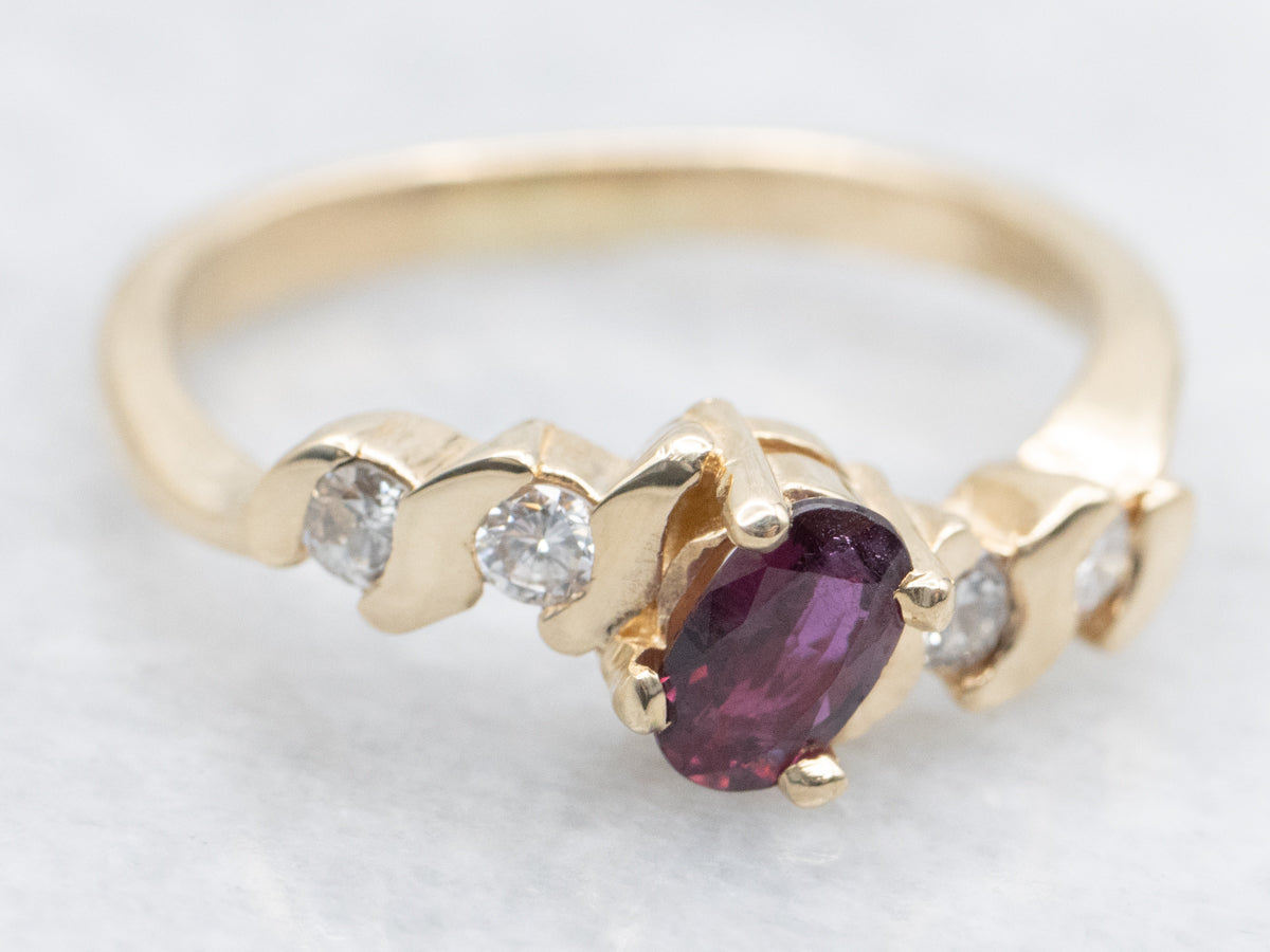 Ruby and Diamond Bypass Ring