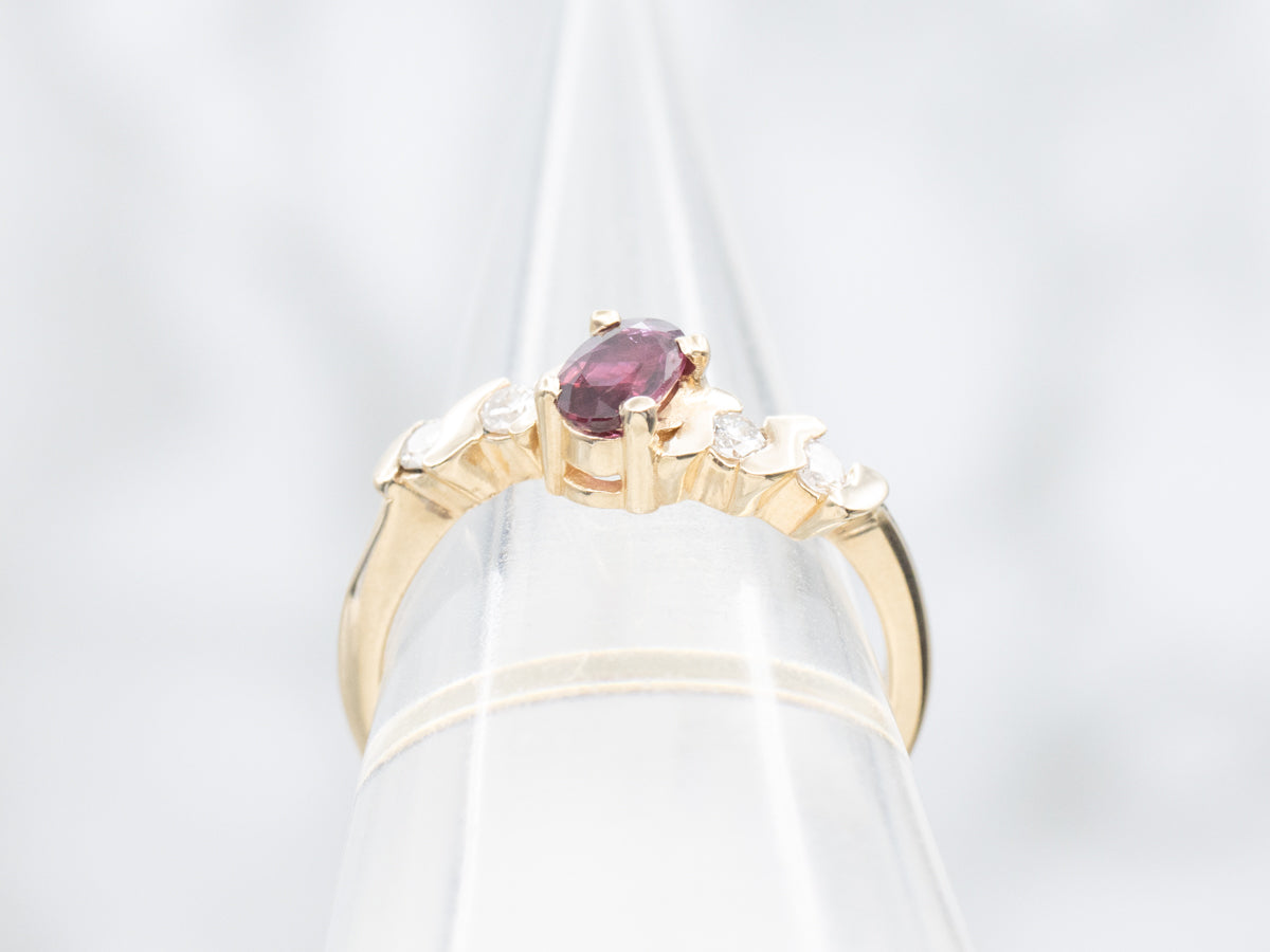 Ruby and Diamond Bypass Ring