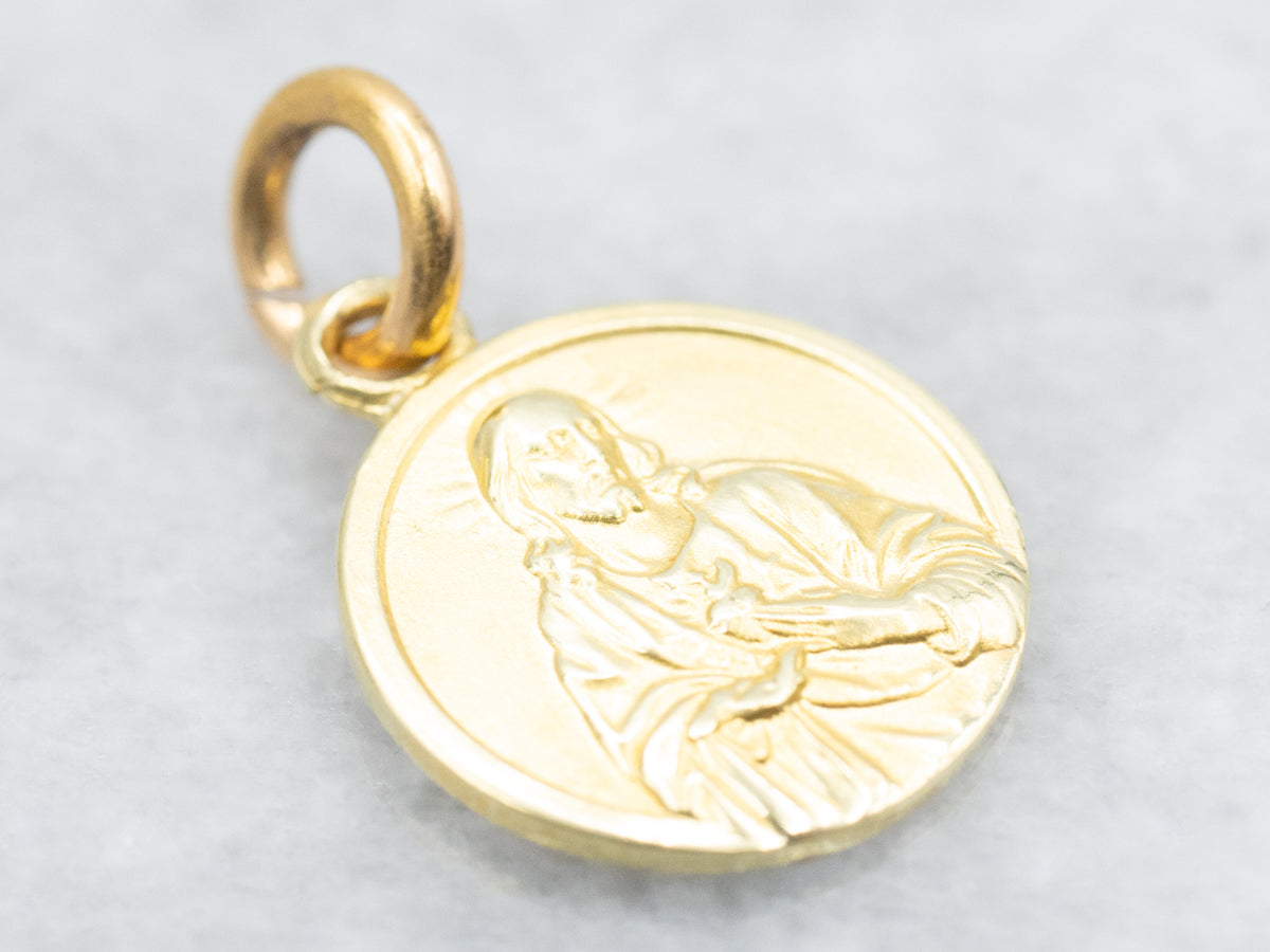 18-Karat Yellow Gold Religious Medallion