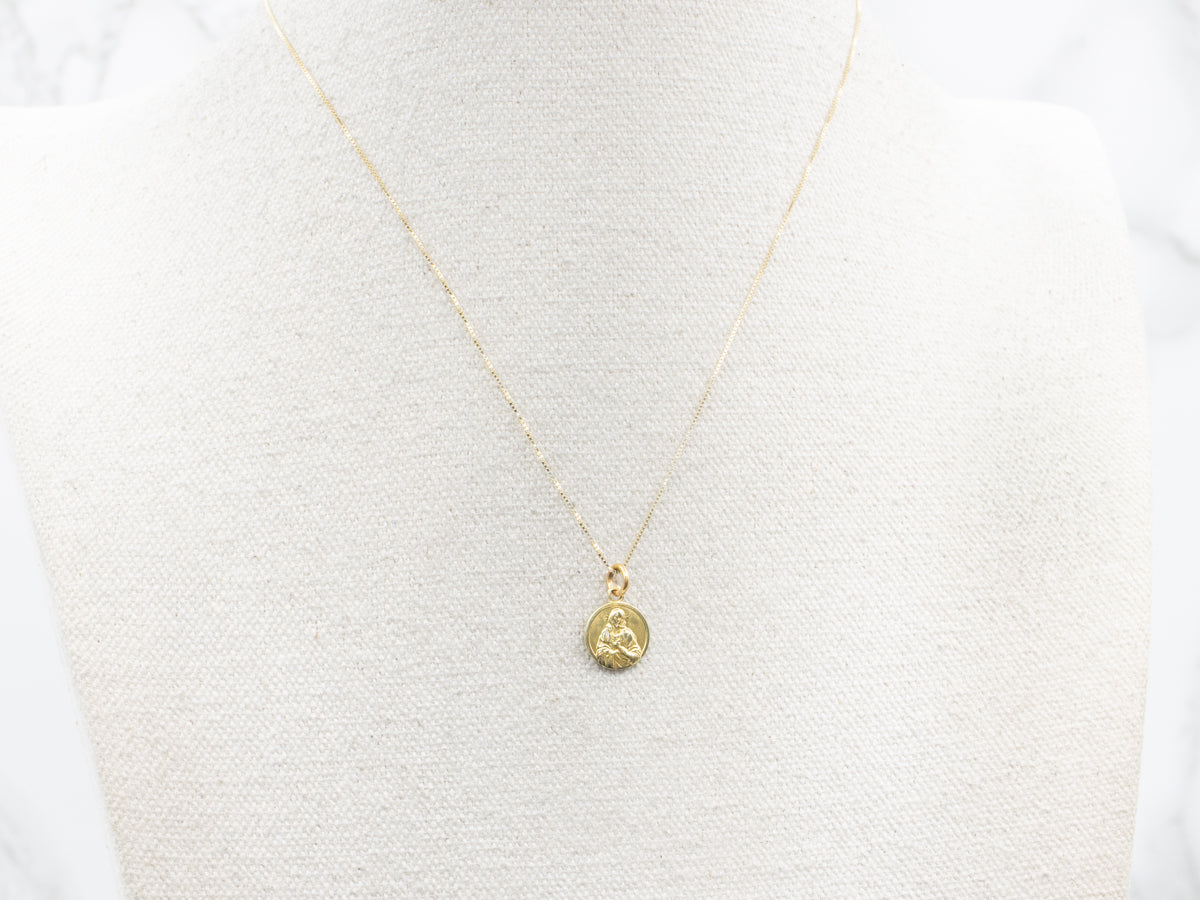 18-Karat Yellow Gold Religious Medallion