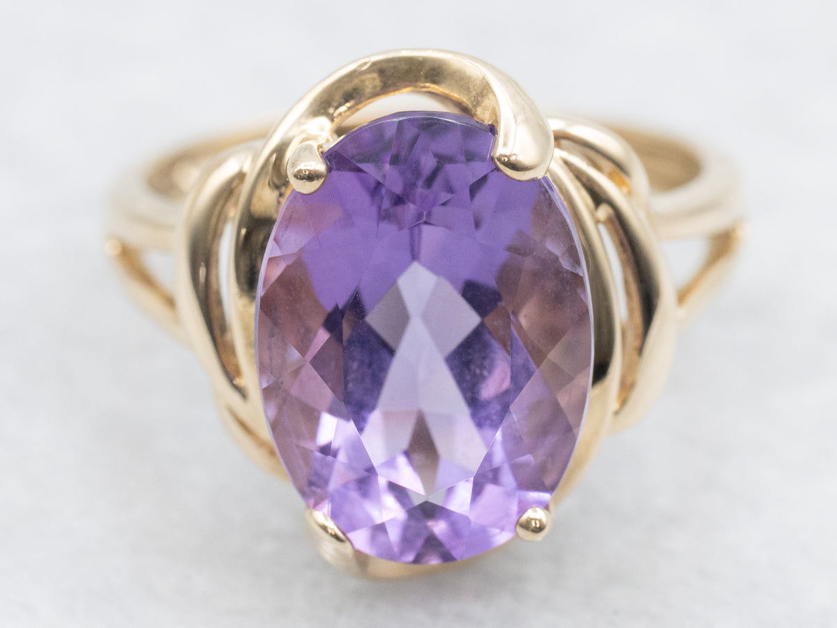 Vintage Amethyst Swirling Frame Cocktail Ring
