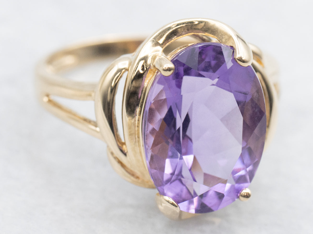 Vintage Amethyst Swirling Frame Cocktail Ring
