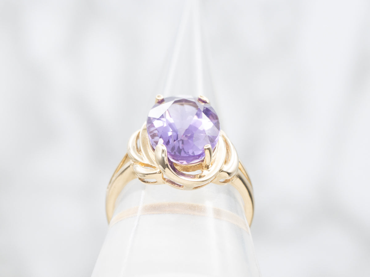 Vintage Amethyst Swirling Frame Cocktail Ring