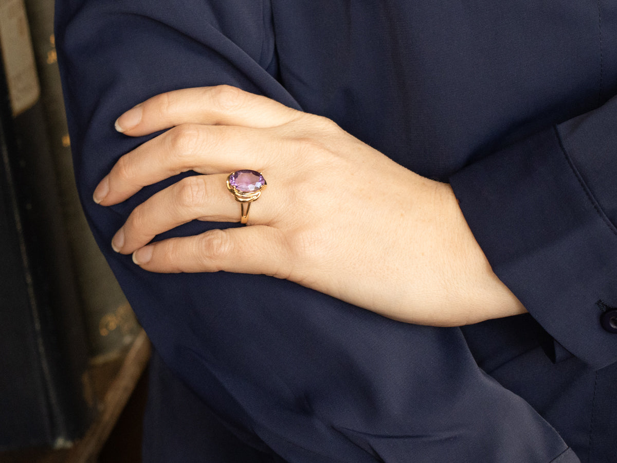 Vintage Amethyst Swirling Frame Cocktail Ring