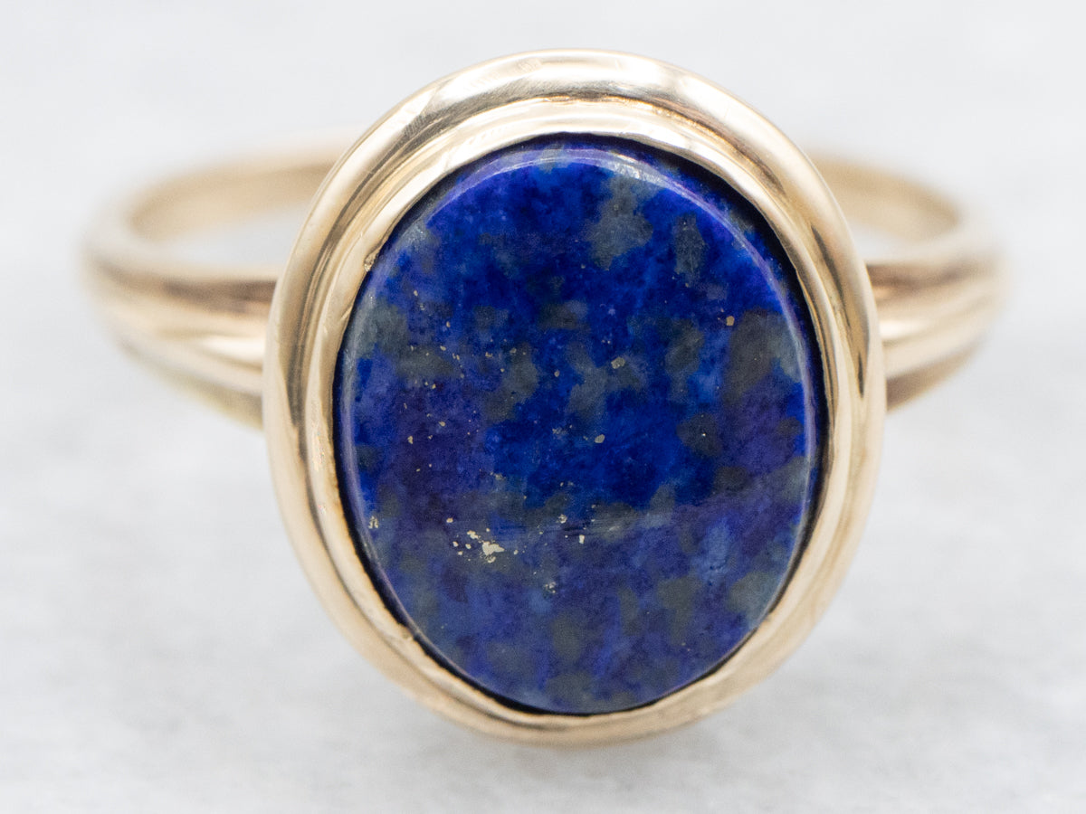 Vintage Gold Lapis Lazuli Solitaire Ring