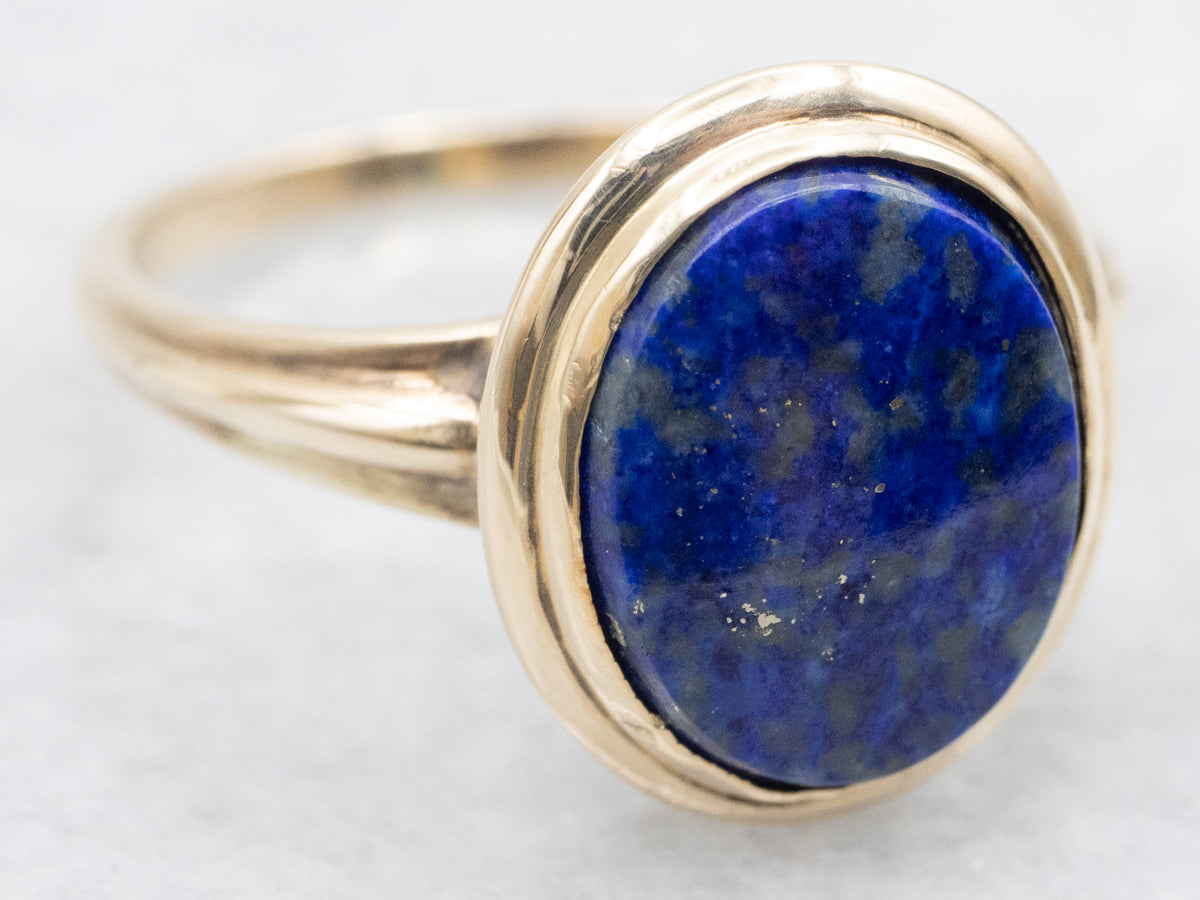 Vintage Gold Lapis Lazuli Solitaire Ring