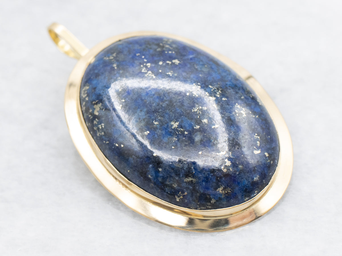 Polished Gold Lapis Lazuli Brooch or Pendant