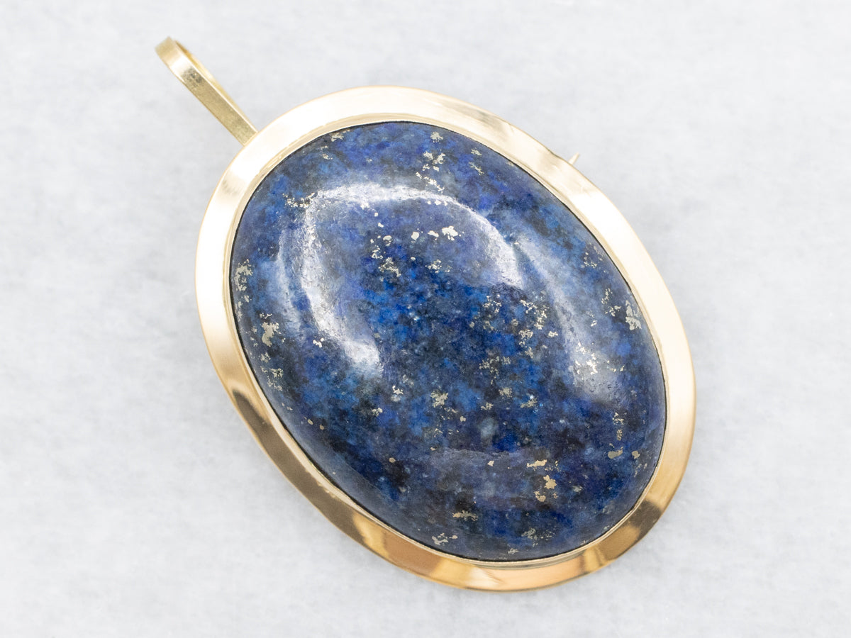 Polished Gold Lapis Lazuli Brooch or Pendant