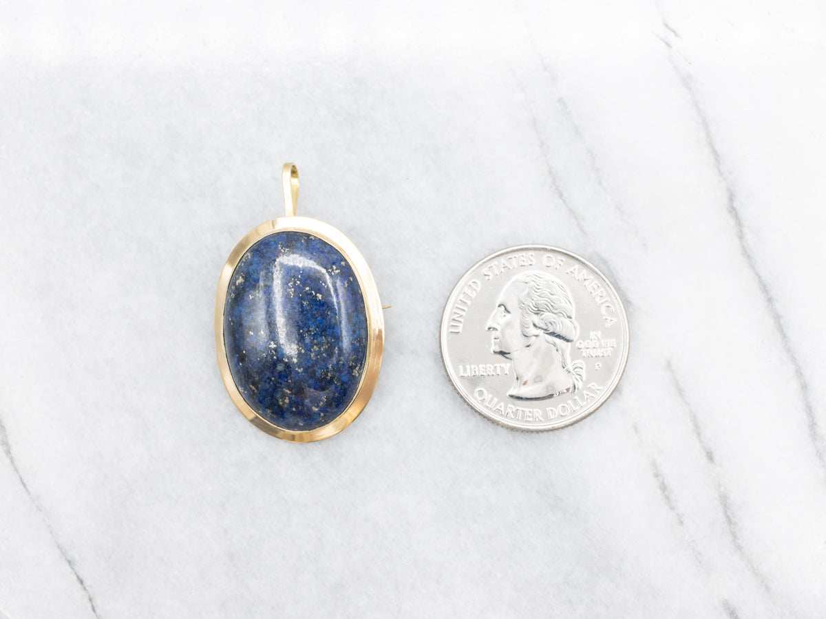 Polished Gold Lapis Lazuli Brooch or Pendant