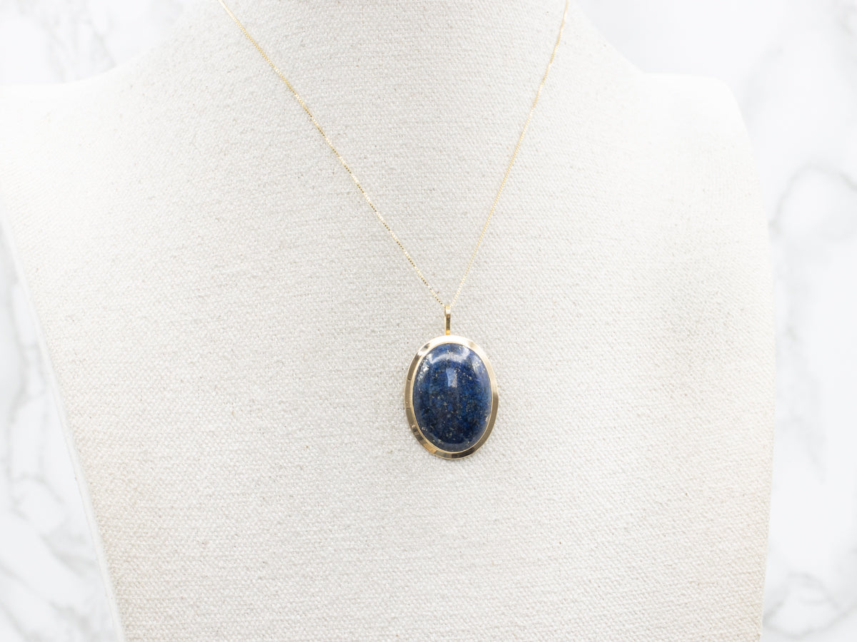 Polished Gold Lapis Lazuli Brooch or Pendant