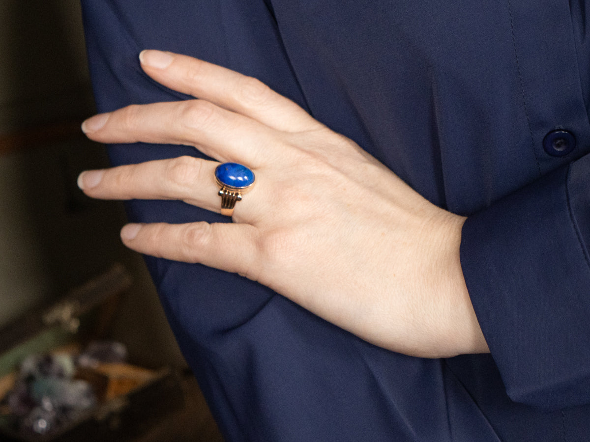 Lapis Lazuli Cabochon in Antique Victorian Setting