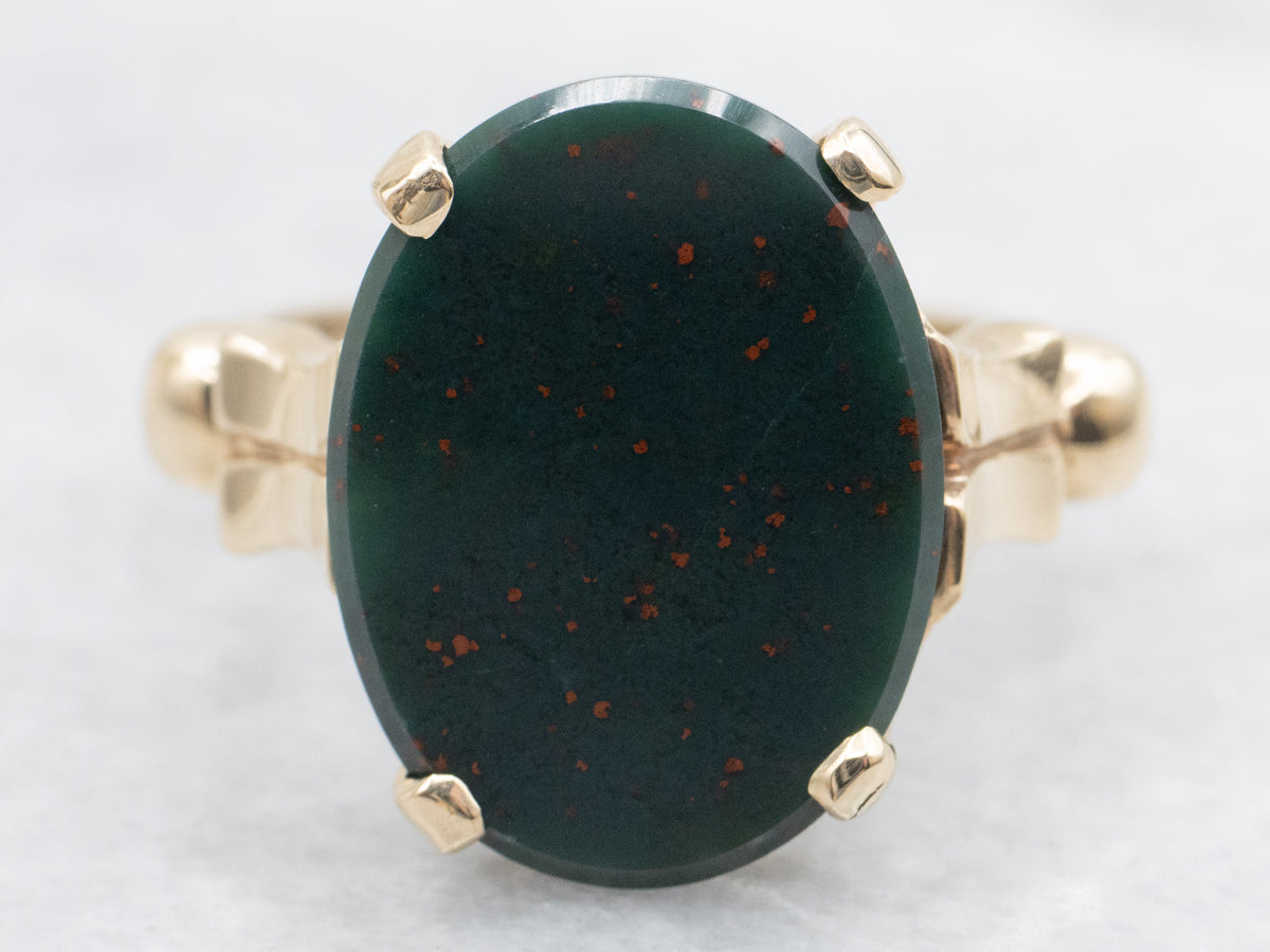 Vintage Gold Bloodstone Solitaire Ring