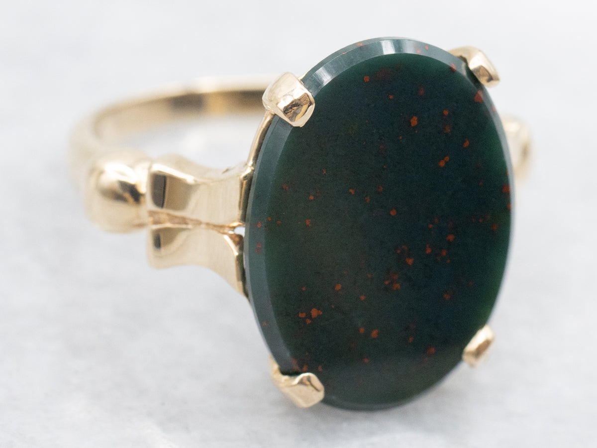 Vintage Gold Bloodstone Solitaire Ring