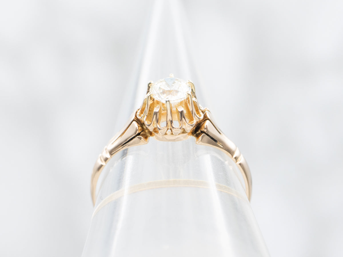 Antique Rose Gold Buttercup Diamond Engagement Ring