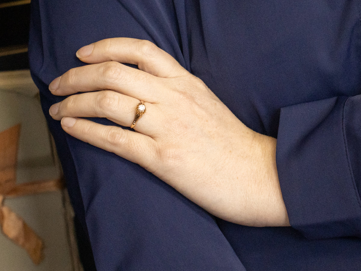 Antique Rose Gold Buttercup Diamond Engagement Ring