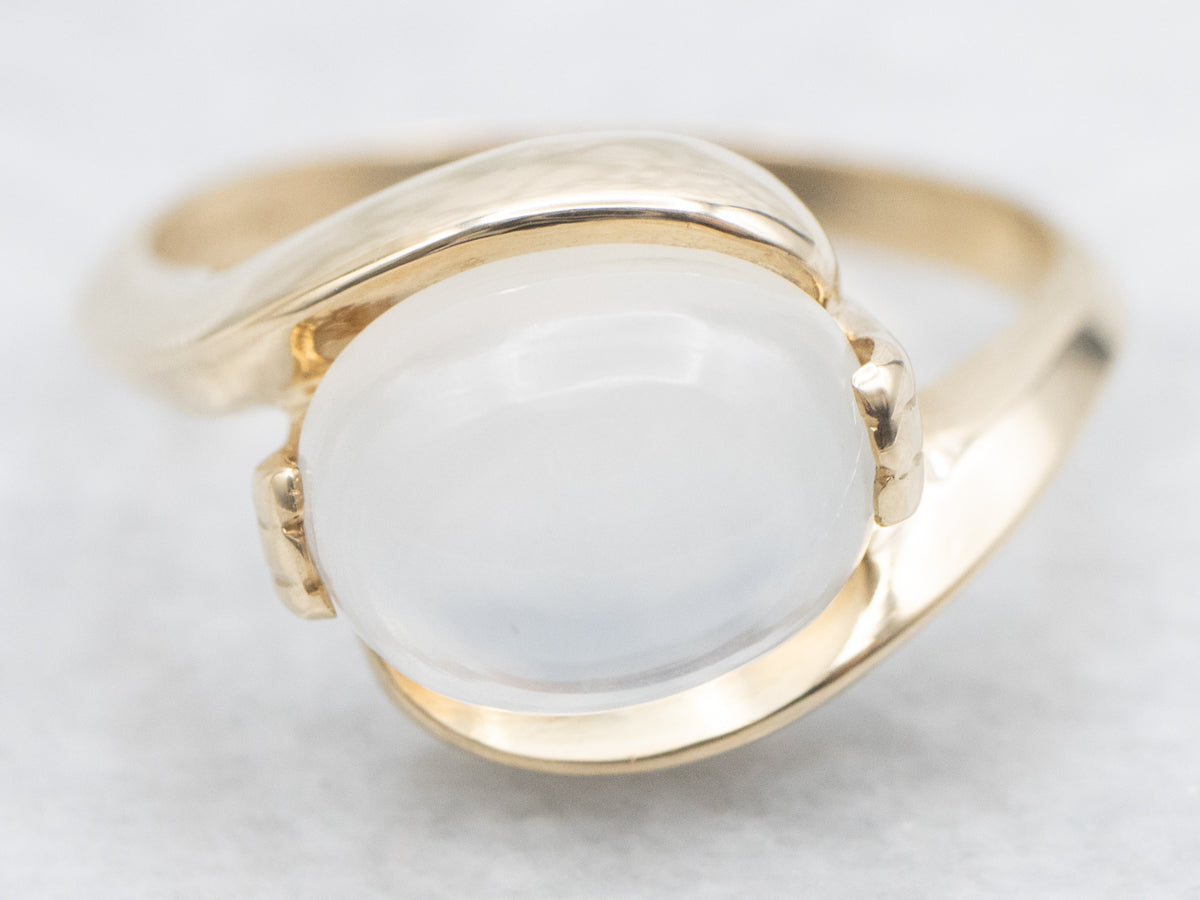 East-West Set Moonstone Bypass Ring
