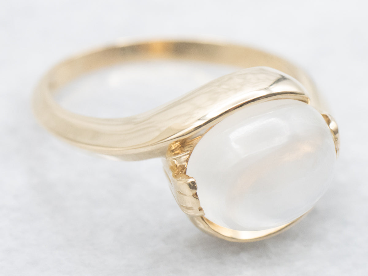East-West Set Moonstone Bypass Ring