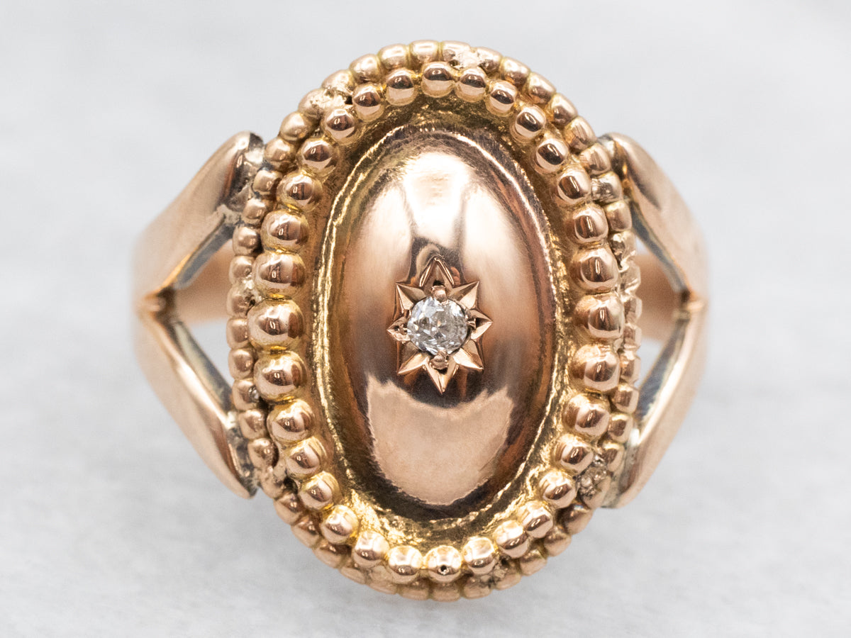 Victorian Old Mine Cut Diamond Solitaire Cufflink Ring