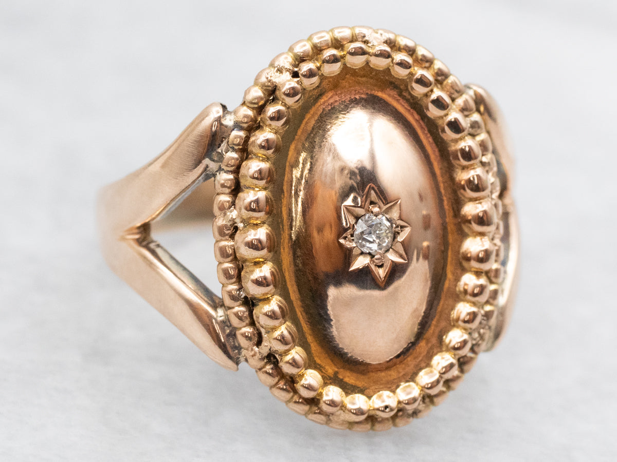 Victorian Old Mine Cut Diamond Solitaire Cufflink Ring