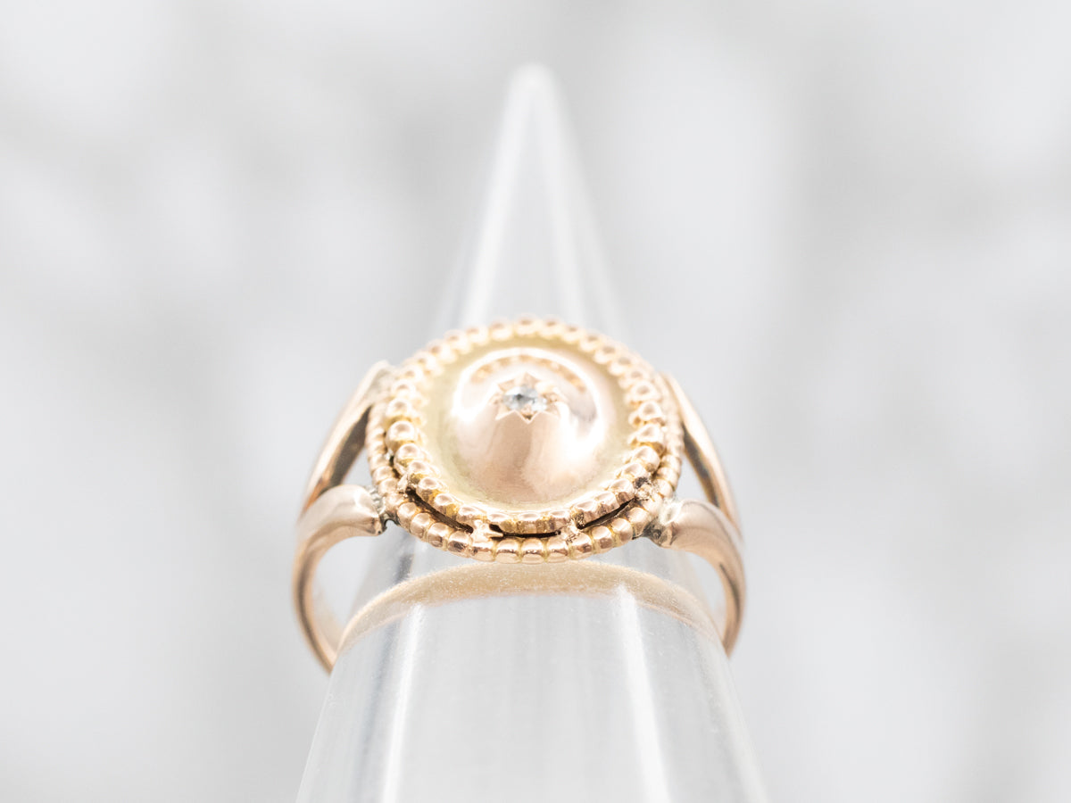 Victorian Old Mine Cut Diamond Solitaire Cufflink Ring