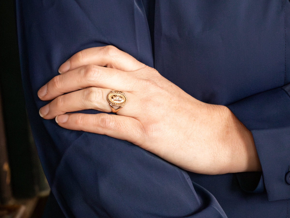 Victorian Old Mine Cut Diamond Solitaire Cufflink Ring