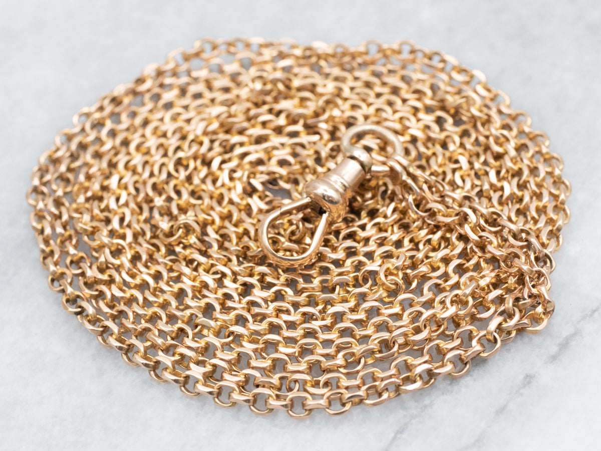 Antique Gold Rolo-Link Lariat Chain