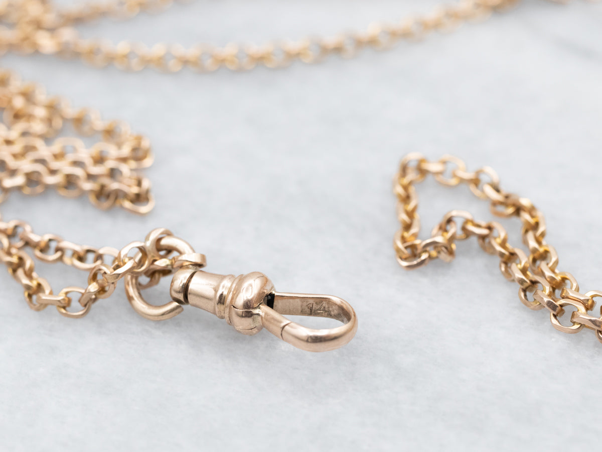 Antique Gold Rolo-Link Lariat Chain