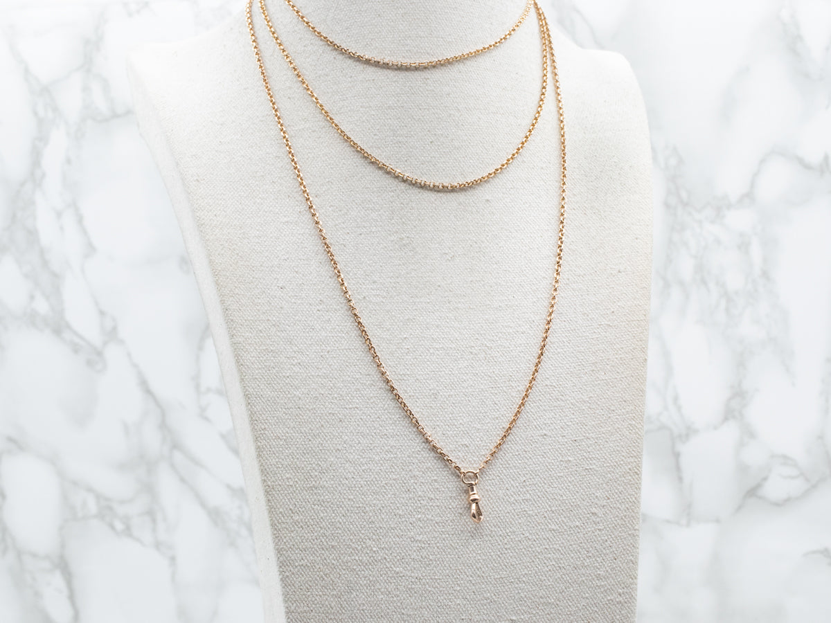 Antique Gold Rolo-Link Lariat Chain