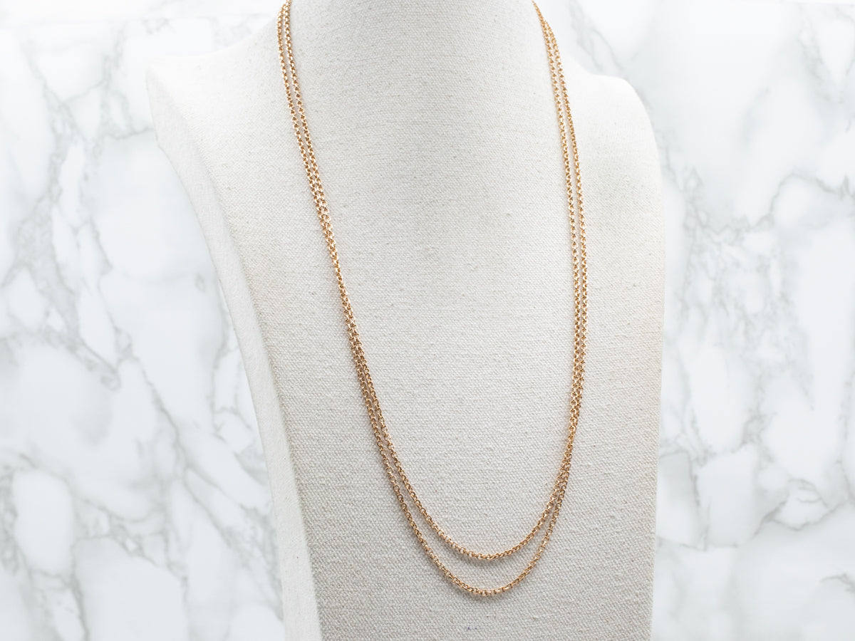 Antique Gold Rolo-Link Lariat Chain