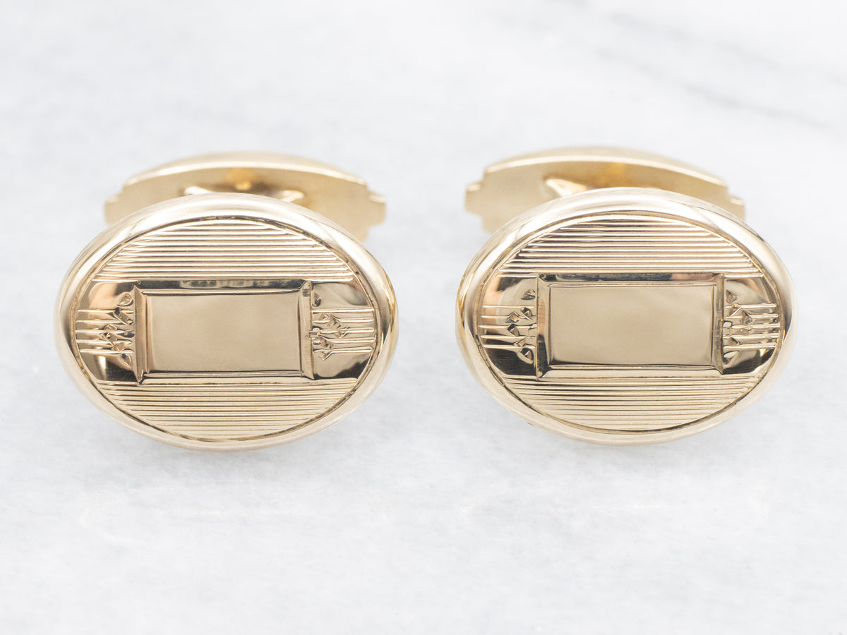 Retro Era Gold Oval Cufflinks