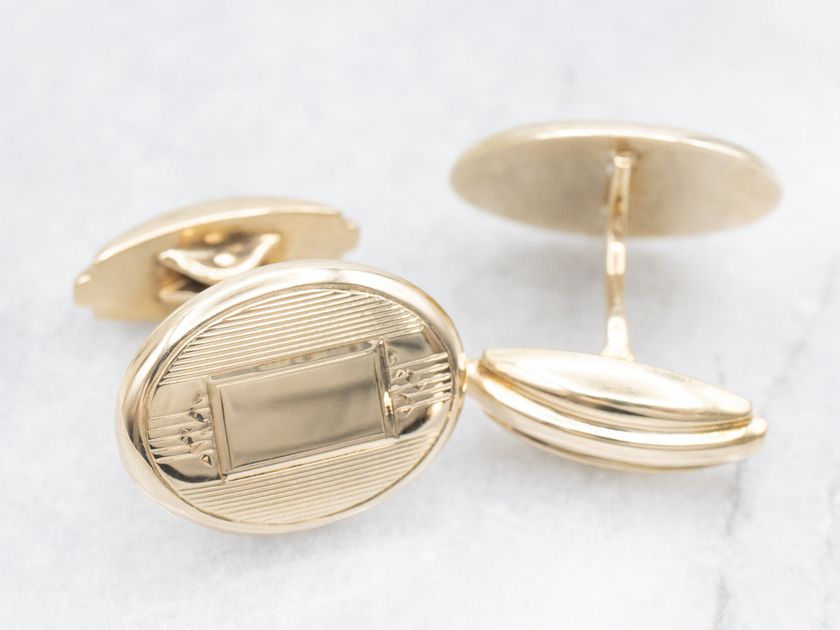 Retro Era Gold Oval Cufflinks