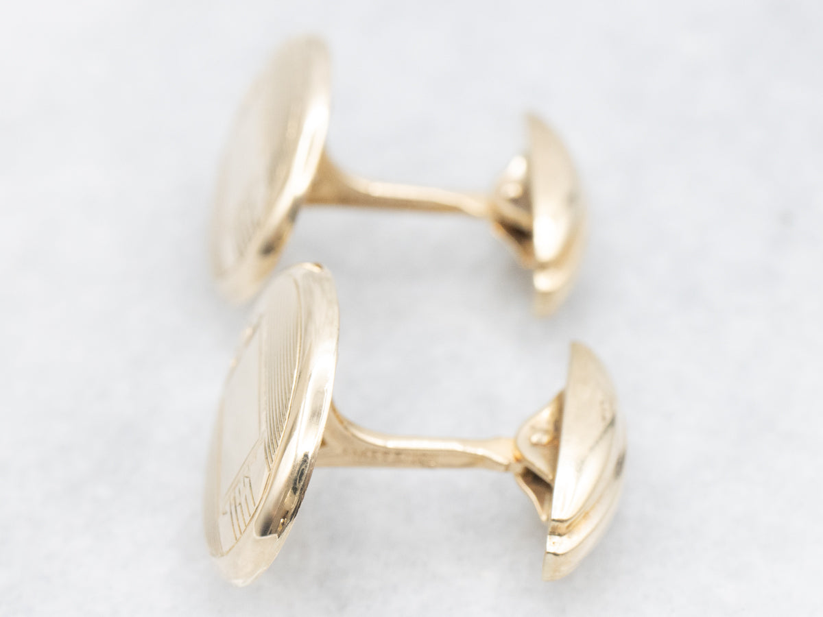 Retro Era Gold Oval Cufflinks