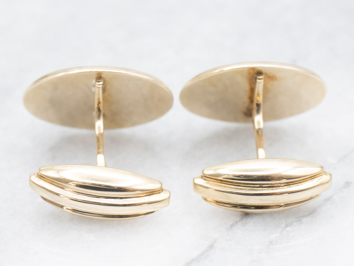Retro Era Gold Oval Cufflinks