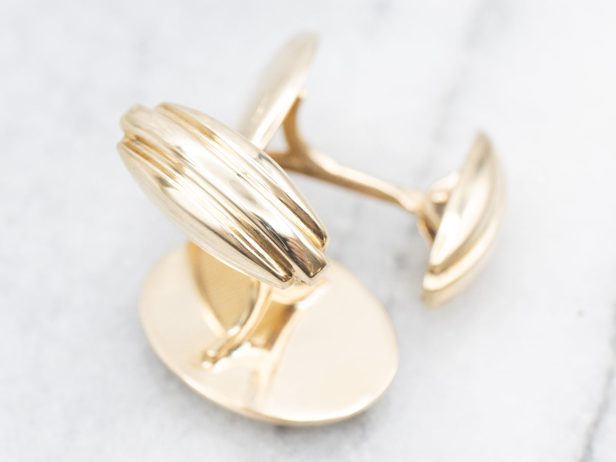 Retro Era Gold Oval Cufflinks