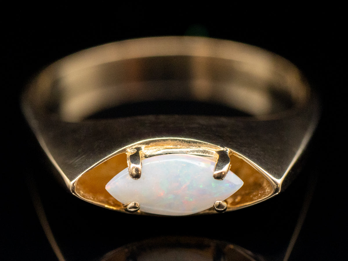 Vintage East to West Marquise Cut Australian Opal Ring
